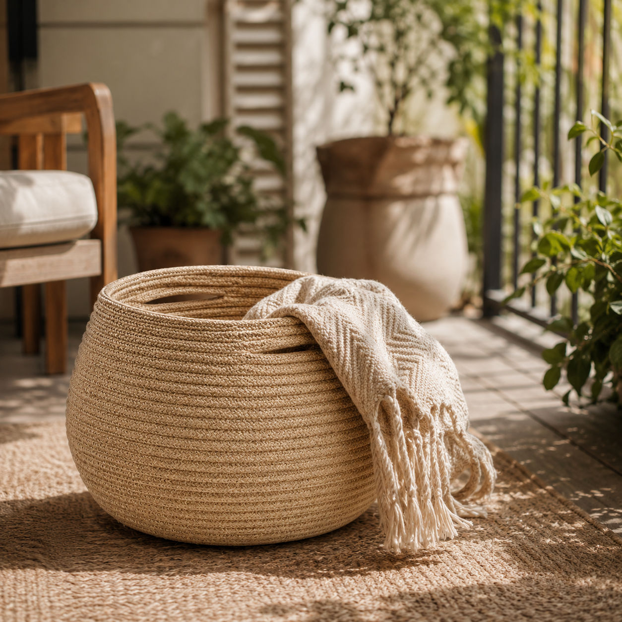 Eco-Friendly Round Cotton Basket for Stylish Storage